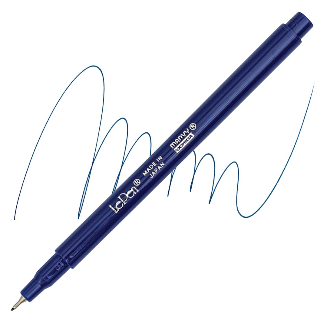 Open in modal - Marvy Uchida LePen Fine Line Marker - Navy marker and swatch