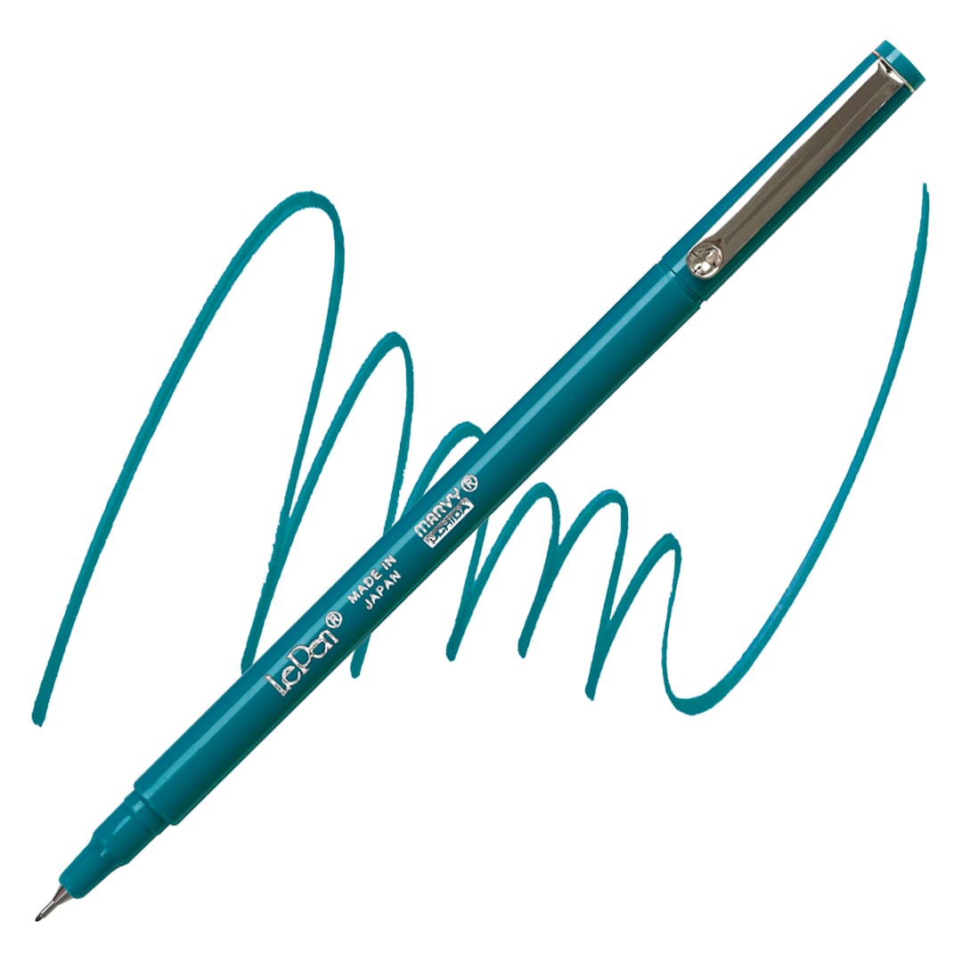 Open in modal - Marvy Uchida LePen Fine Line Marker - Teal marker and swatch