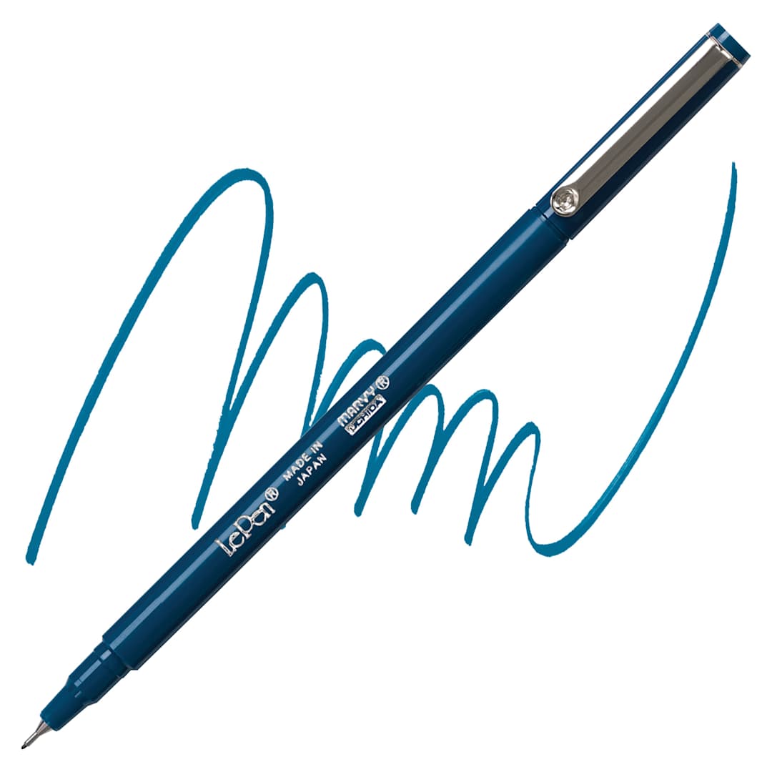 Open in modal - Marvy Uchida LePen Fine Line Marker - Oriental Blue marker and swatch