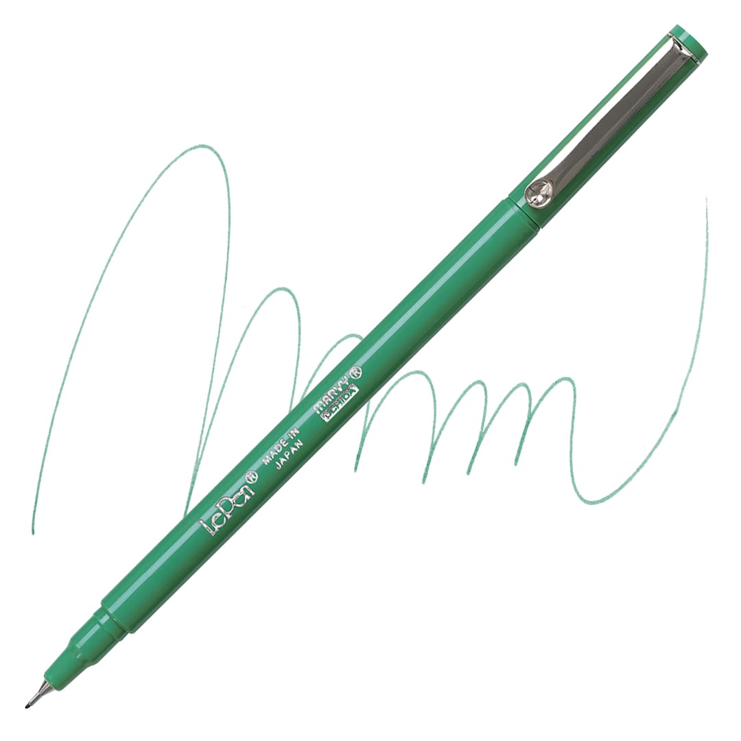 Open in modal - Marvy Uchida LePen Fine Line Marker - Jade Green marker and swatch