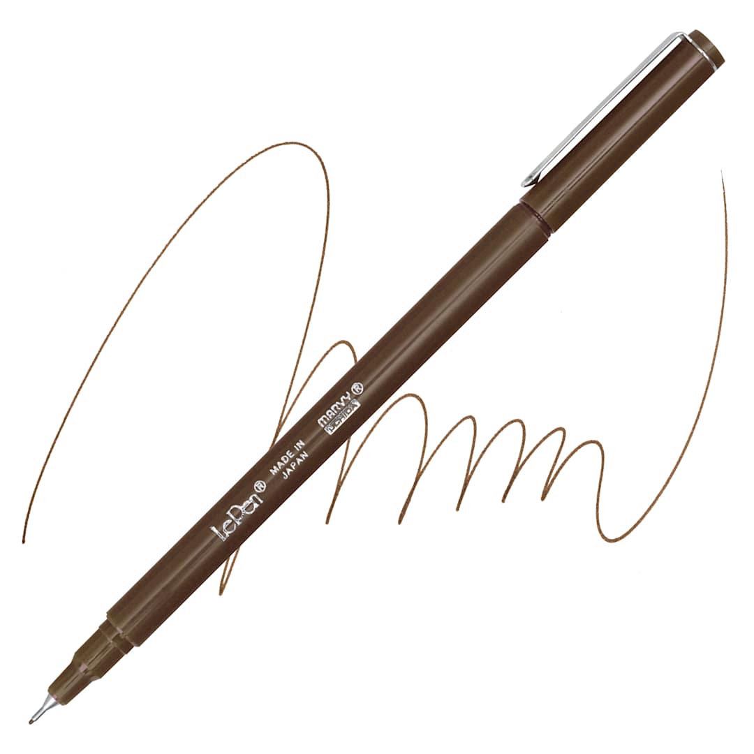 Open in modal - Marvy Uchida LePen Fine Line Marker - Sepia marker and swatch