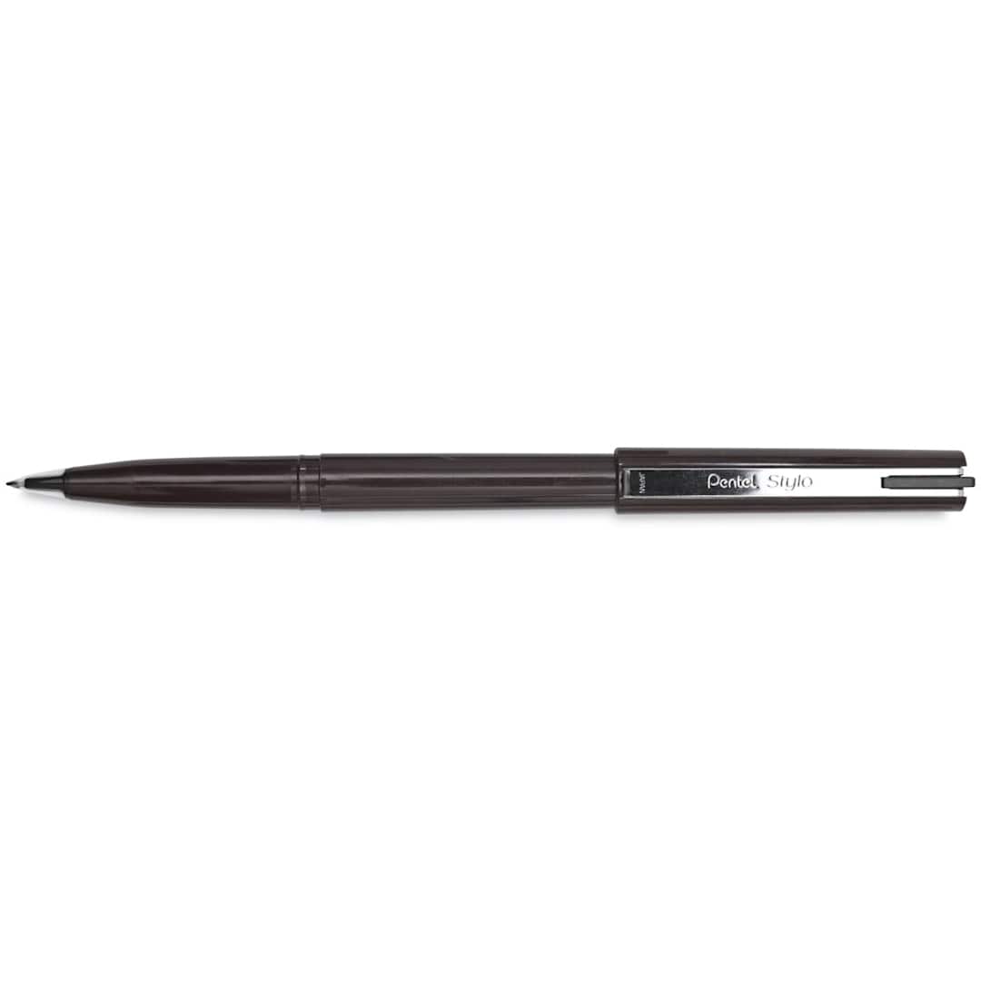 Open in modal - Pentel Arts Stylo Sketch Pen - Pen shown horizontally and uncapped
