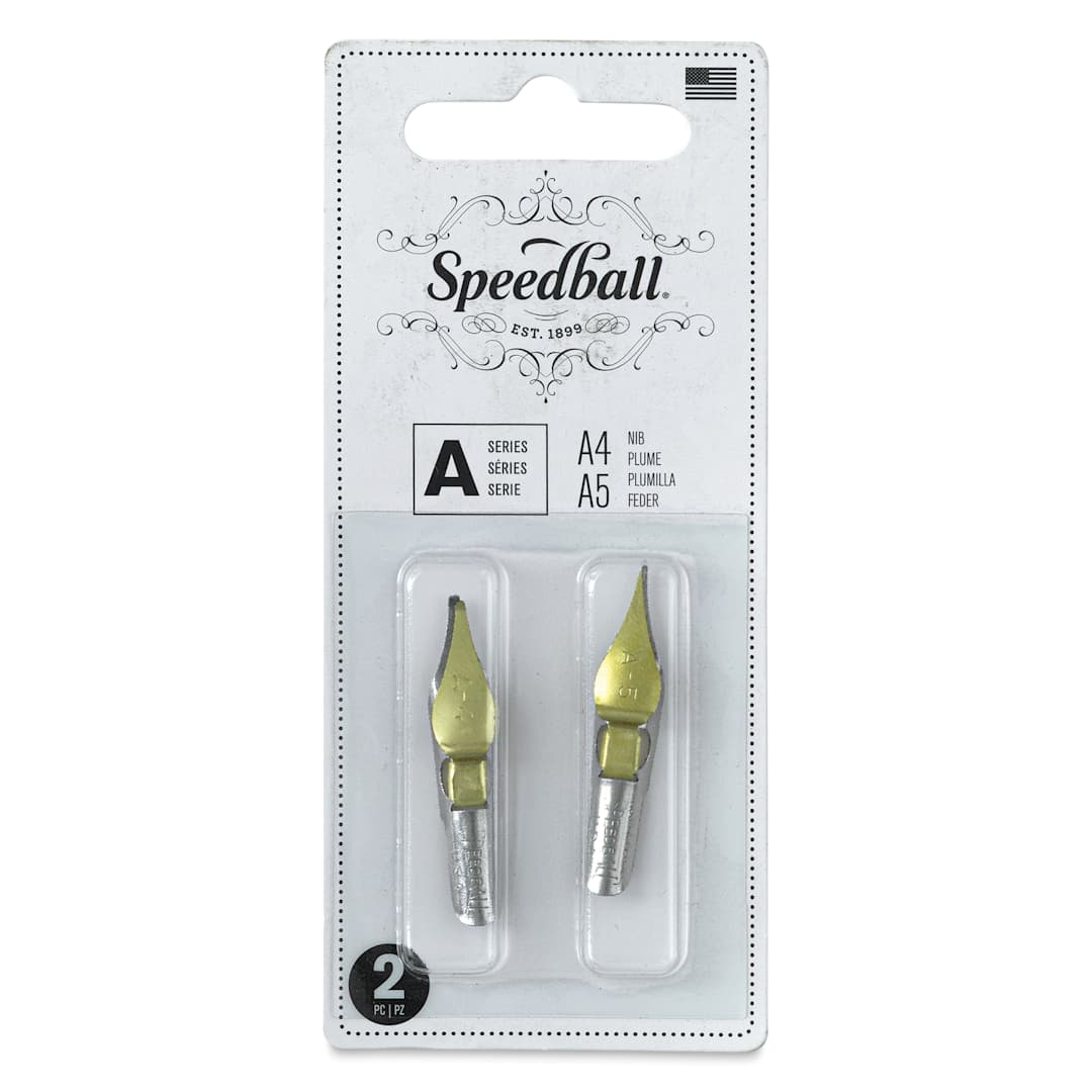 Open in modal - Speedball Broad Edge A-Series Square Calligraphy Nibs - A4 and A5, front of the packaging