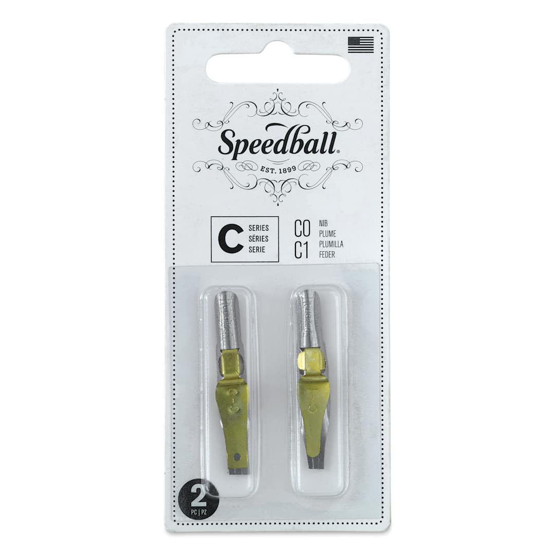 Open in modal - Speedball Broad Edge C-Series Flat Calligraphy Nibs - C0 and C1, front of the packaging