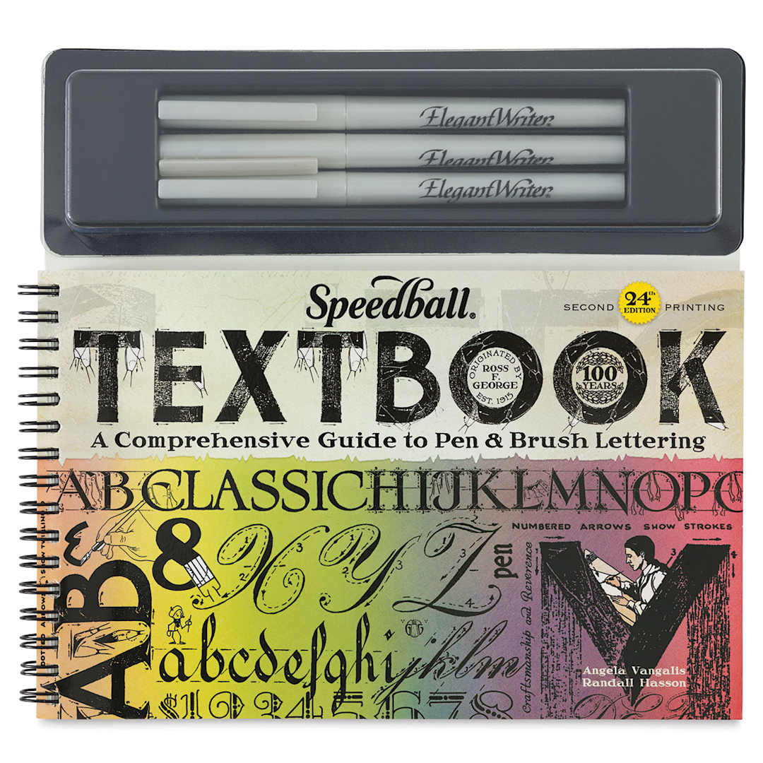 Open in modal - Speedball Textbook Project Kit - Front of kit showing markers and Intruction book