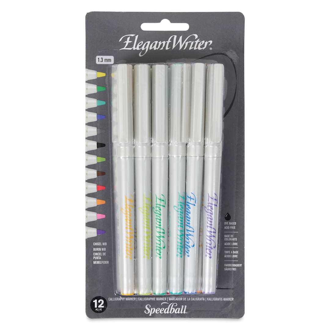 Open in modal - Speedball Elegant Writer Calligraphy Markers - Assorted Colors, Set of 12, front of the packaging