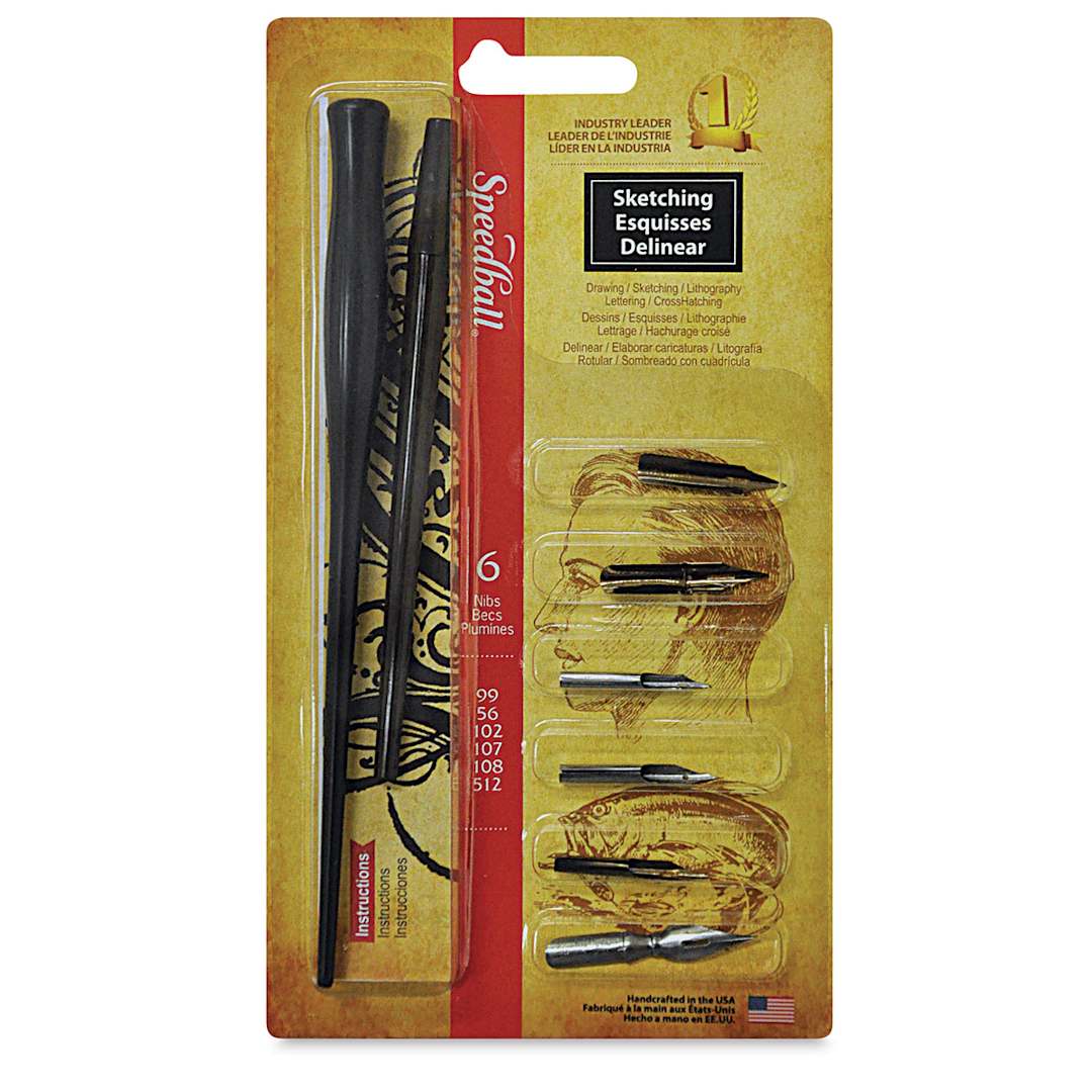 Open in modal - Speedball Sketching Project Set - Front of package showing Nibs and Holders