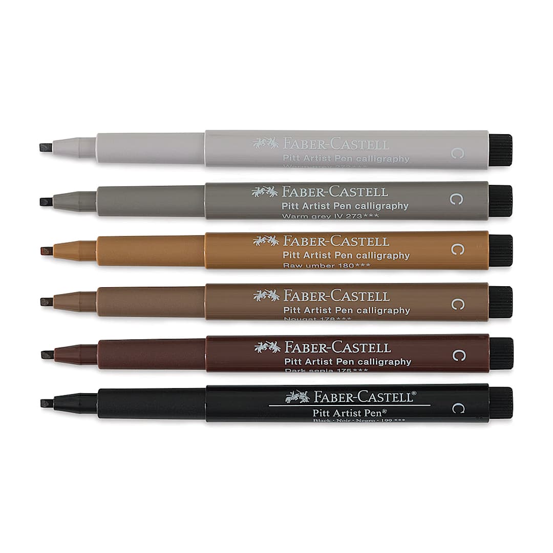 Open in modal - Faber-Castell Pitt Calligraphy Pen Set - Set of 6, Subtle Colors