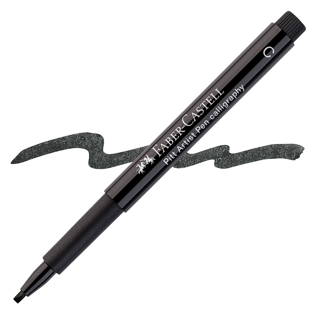 Open in modal - Faber-Castell Pitt Calligraphy Pen - Black pen and swatch