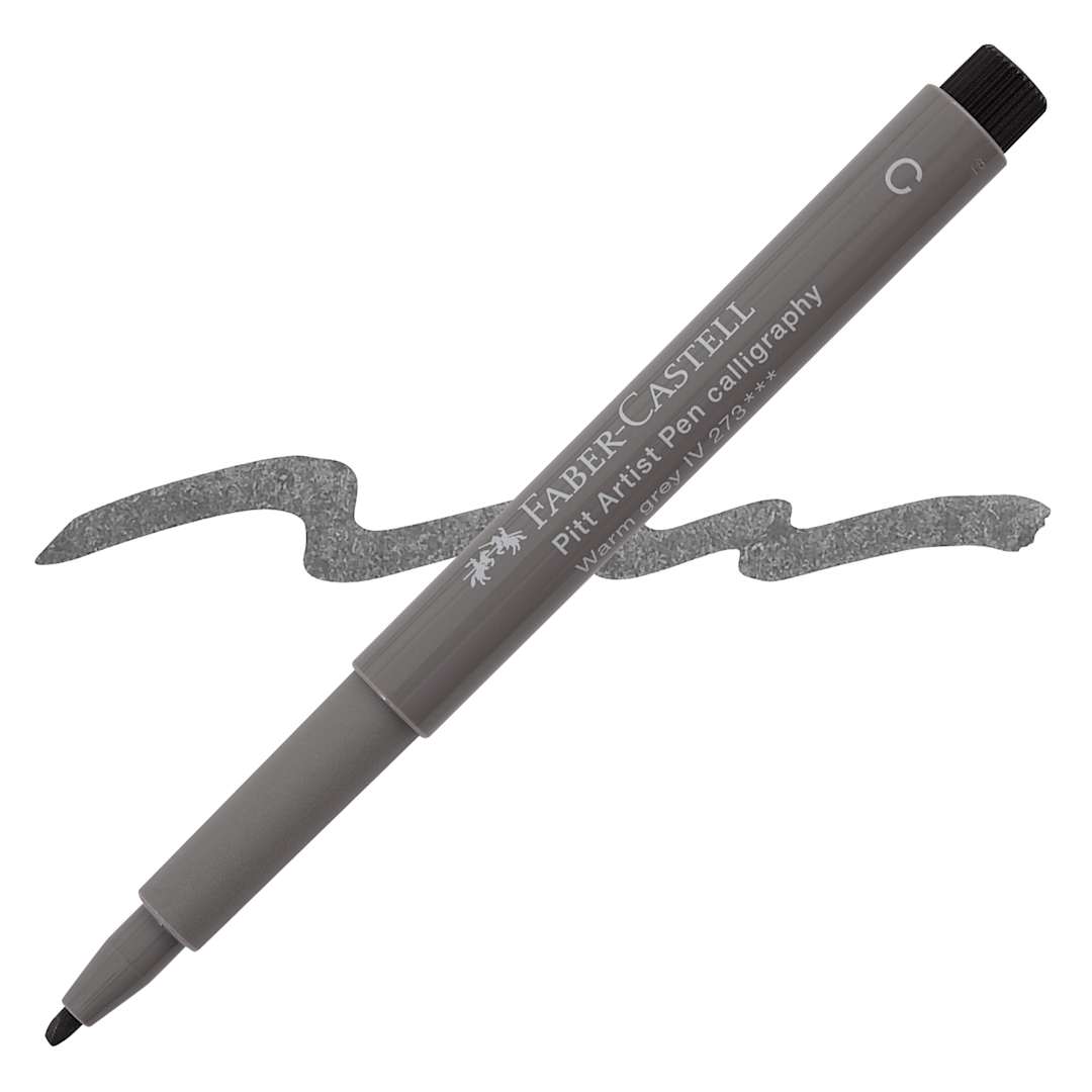 Open in modal - Faber-Castell Pitt Calligraphy Pen - Warm Grey IV pen and swatch