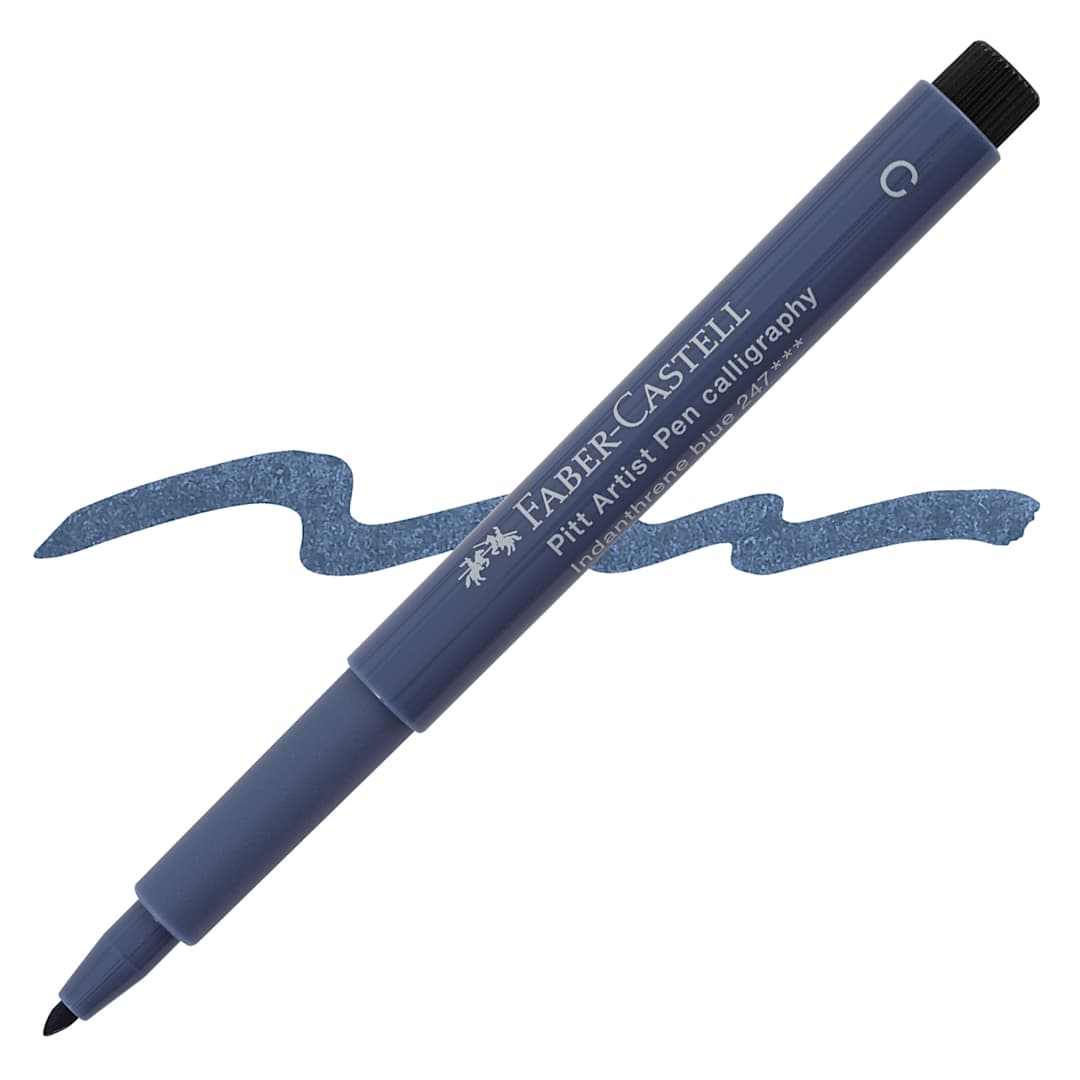 Open in modal - Faber-Castell Pitt Calligraphy Pen - Indanthrene Blue pen and swatch