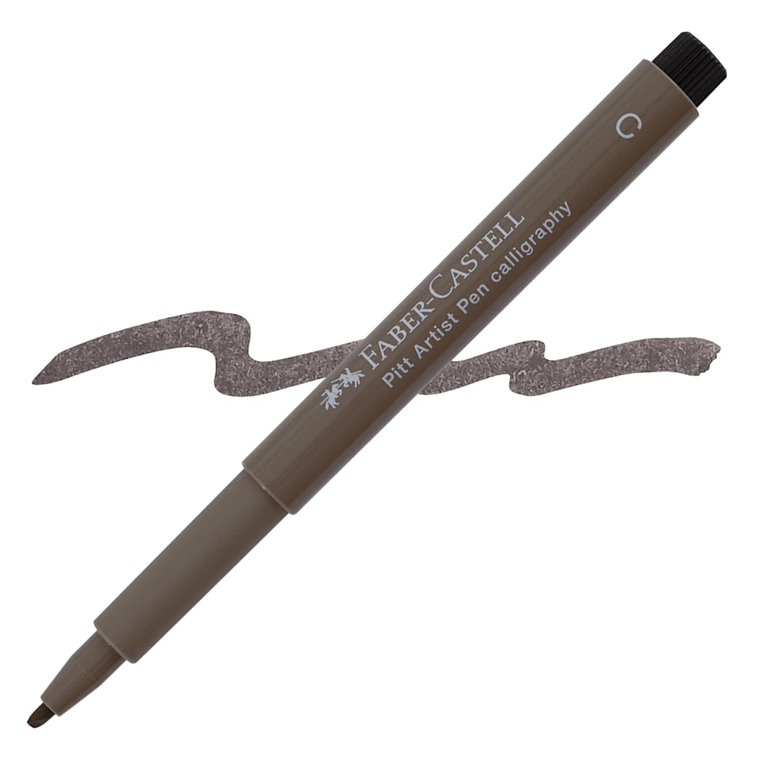 Open in modal - Faber-Castell Pitt Calligraphy Pen - Walnut Brown pen and swatch