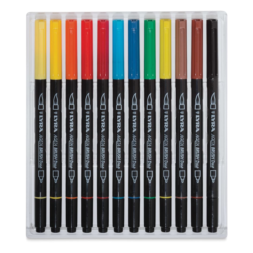 Open in modal - Lyra Aqua Brush Duo Markers - Assorted Colors, Set of 12 (set contents)