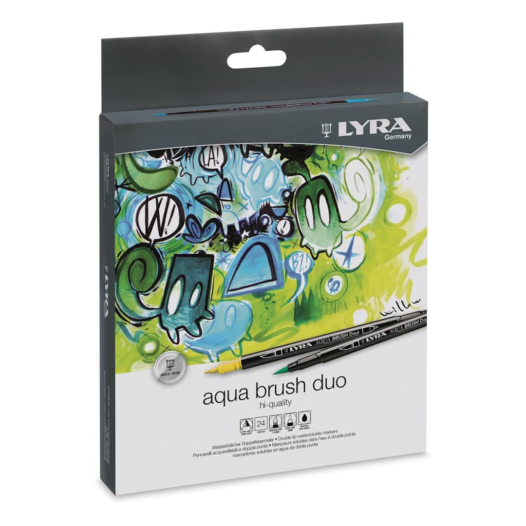 Open in modal - Lyra Aqua Brush Duo Markers - Front of package of Set of 24 Assorted Colors 