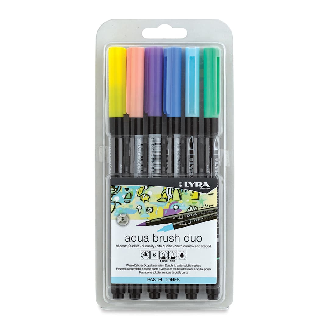 Open in modal - Lyra Aqua Brush Duo Markers - Pastel Colors, Set of 6