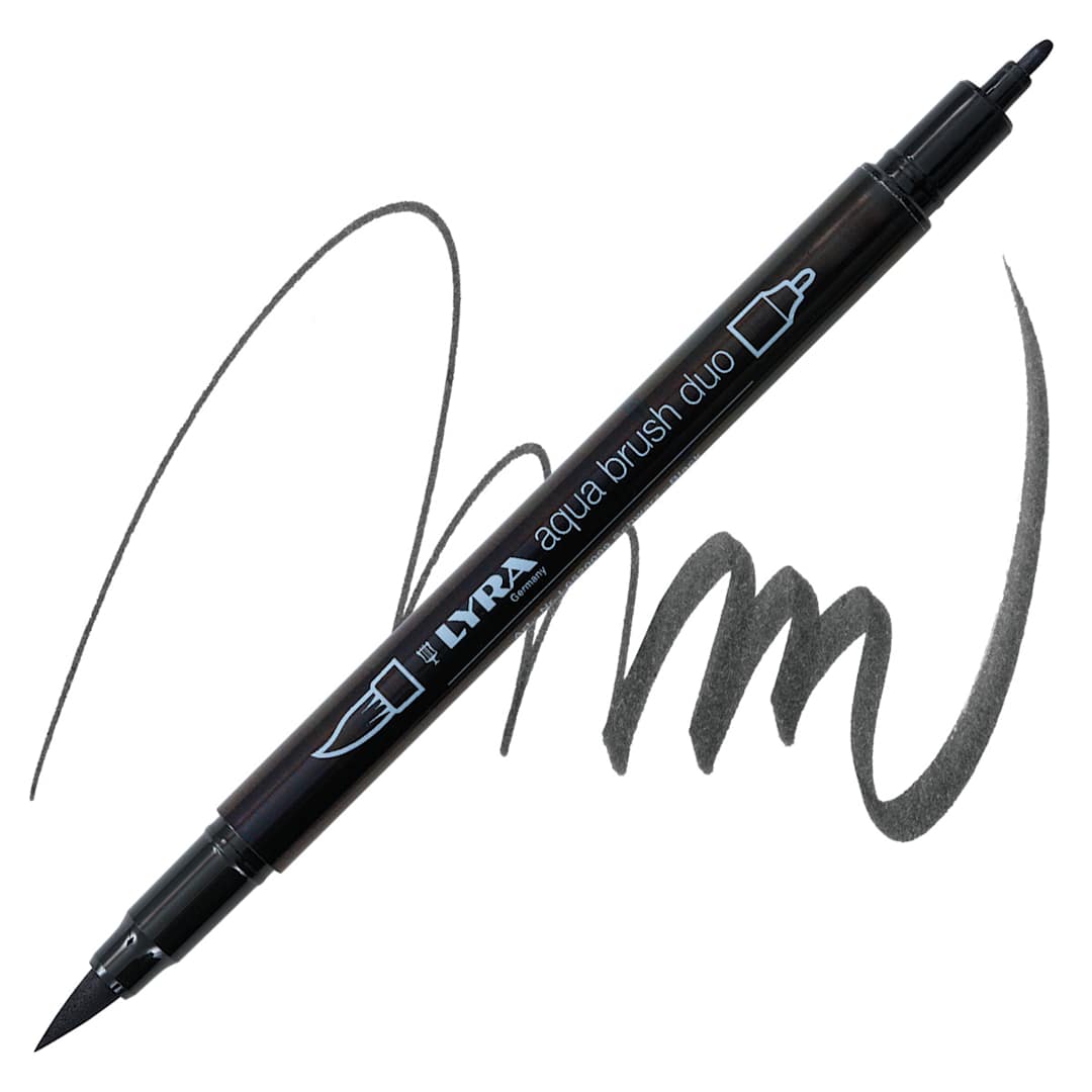 Open in modal - Lyra Aqua Brush Duo Marker - Black 099 marker and swatch