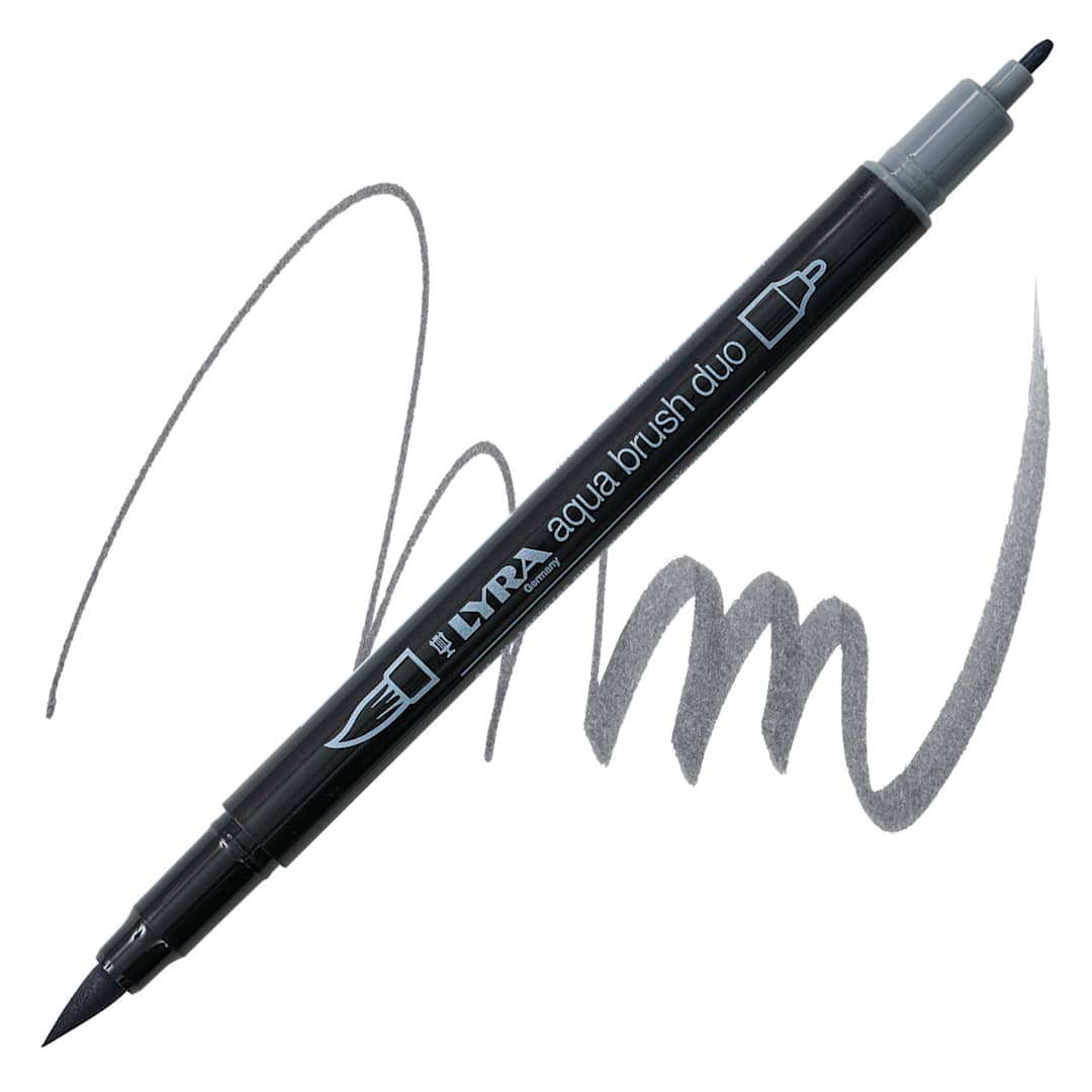 Open in modal - Lyra Aqua Brush Duo Marker - Warm Grey Silver 196 marker and swatch
