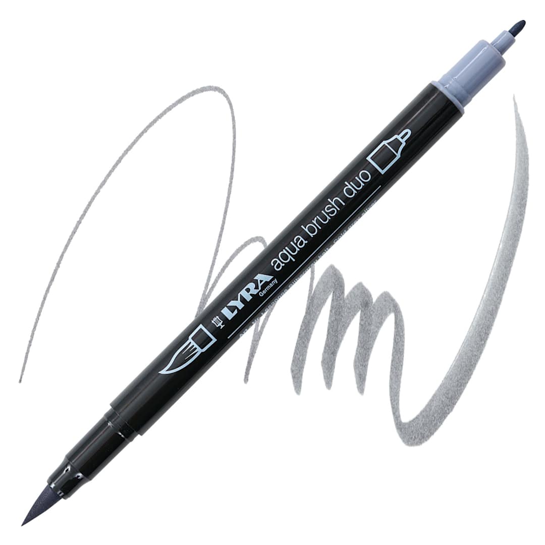 Open in modal - Lyra Aqua Brush Duo Marker - Cold Grey Silver 096 marker and swatch