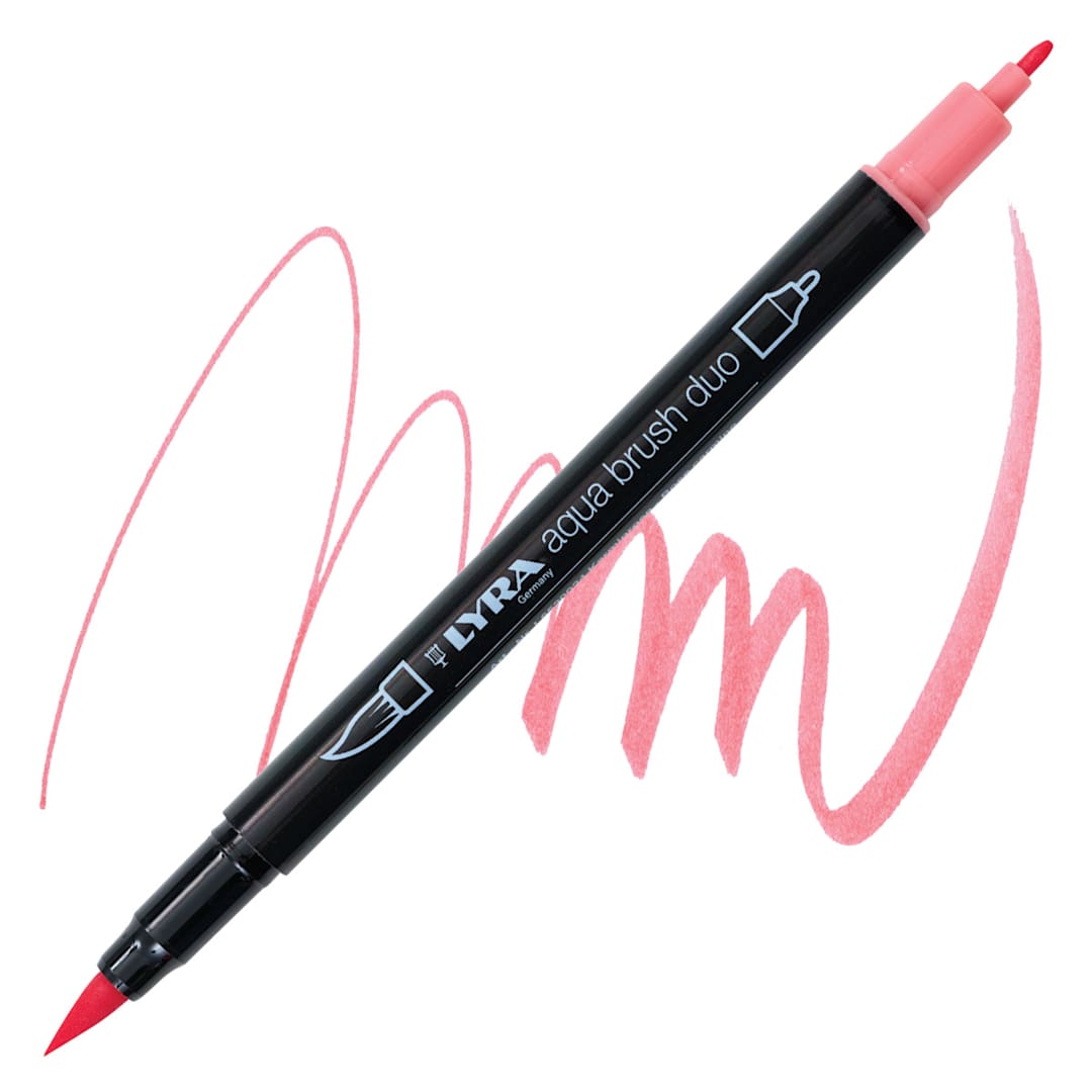 Open in modal - Lyra Aqua Brush Duo Marker - Rose Carmine 024 marker and swatch
