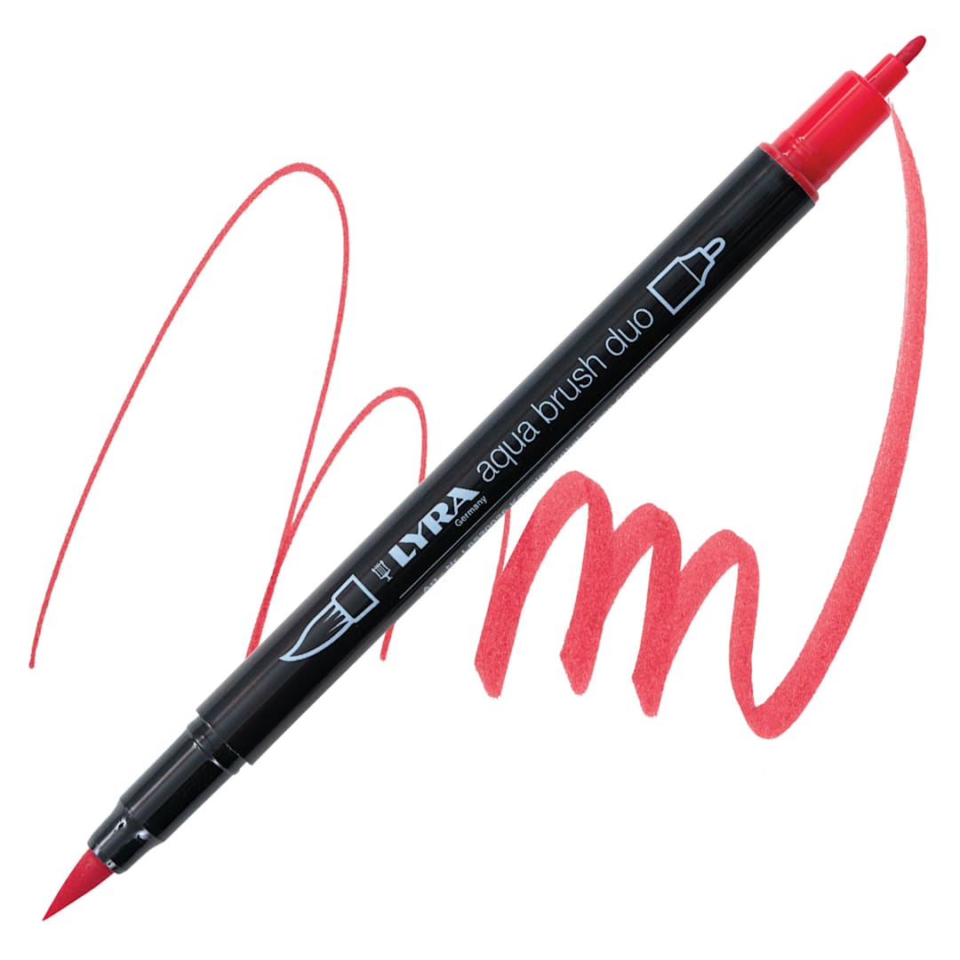 Open in modal - Lyra Aqua Brush Duo Marker - Deep Carmine 026 marker and swatch