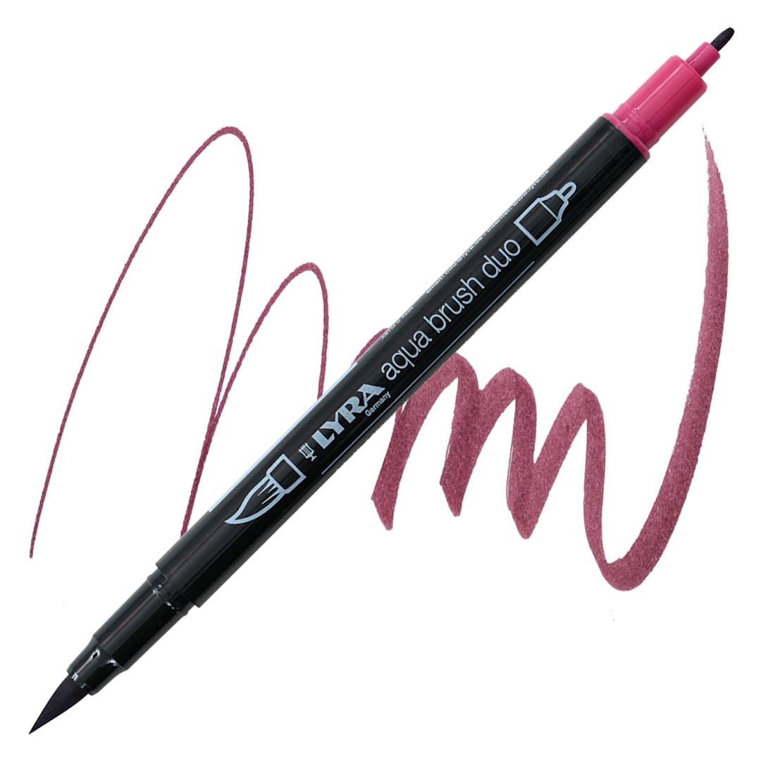 Open in modal - Lyra Aqua Brush Duo Marker - Burnt Carmine 093 marker and swatch