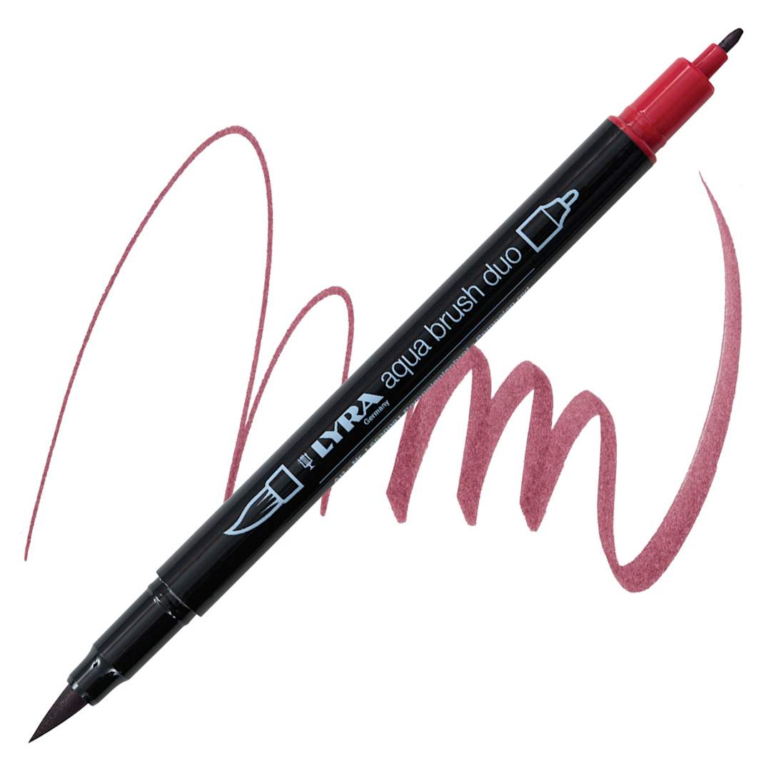 Open in modal - Lyra Aqua Brush Duo Marker - Pompeian Red 091 marker and swatch