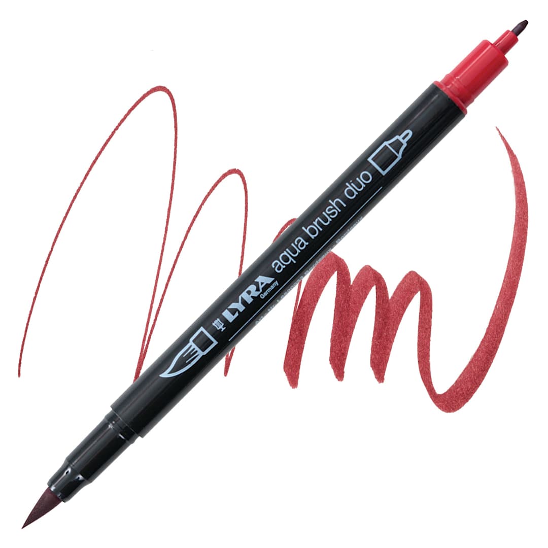 Open in modal - Lyra Aqua Brush Duo Marker - Bordeaux 033 marker and swatch