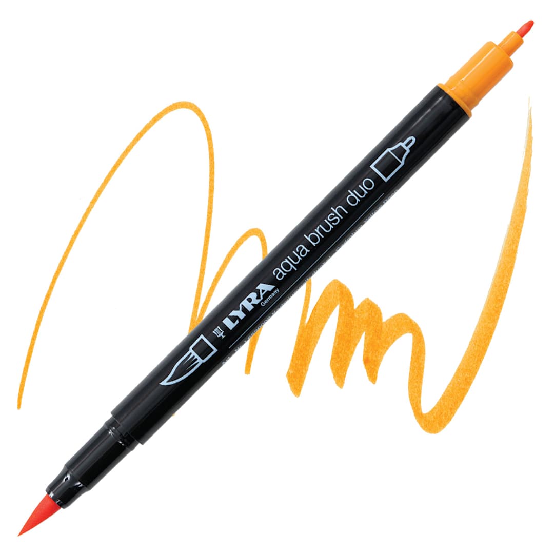 Open in modal - Lyra Aqua Brush Duo Marker - Cadmium Yellow Deep 008 marker and swatch