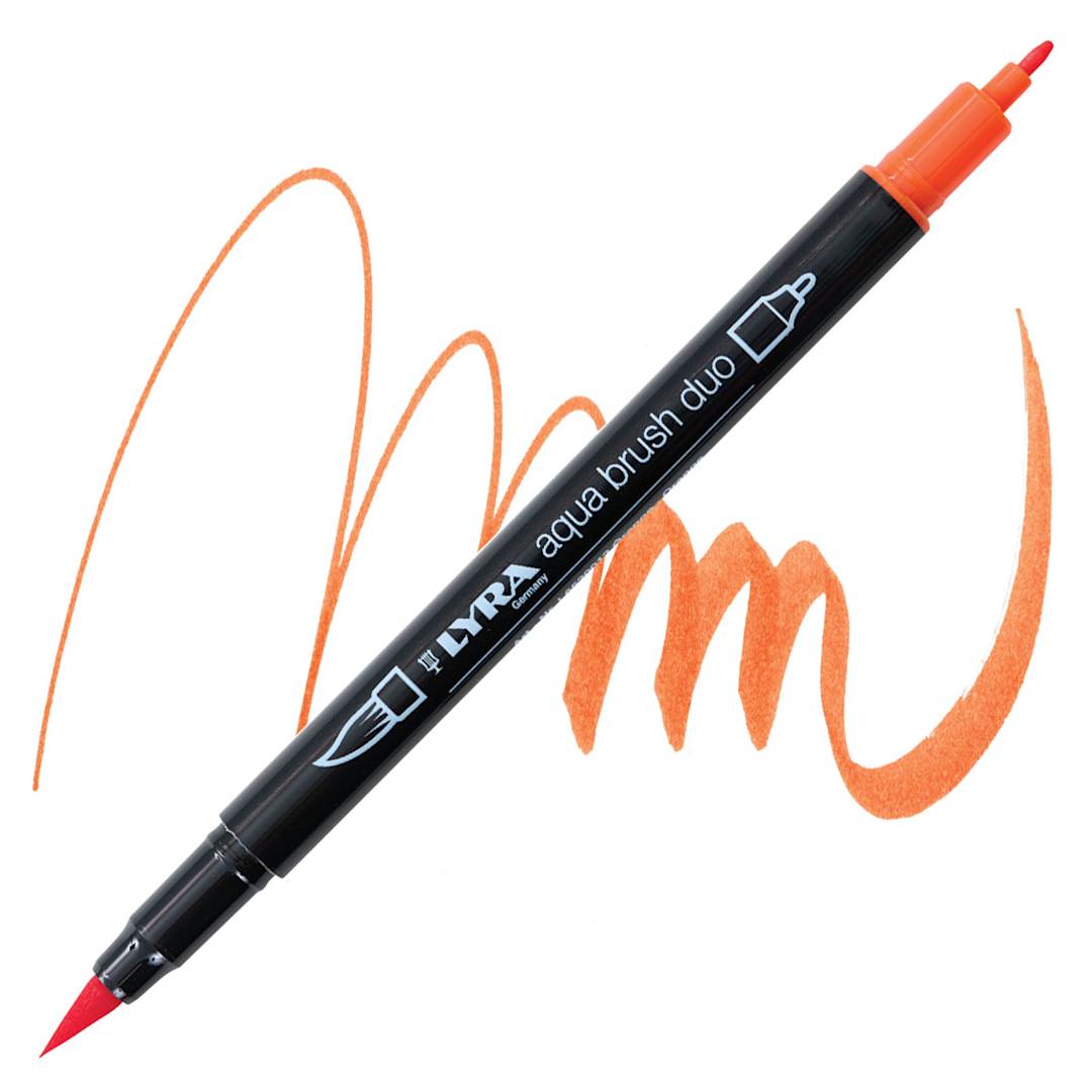 Open in modal - Lyra Aqua Brush Duo Marker - Orange 013 marker and swatch