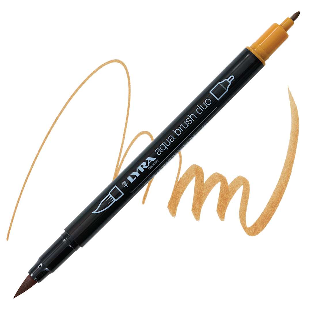 Open in modal - Lyra Aqua Brush Duo Marker - Gold Ochre 083 marker and swatch