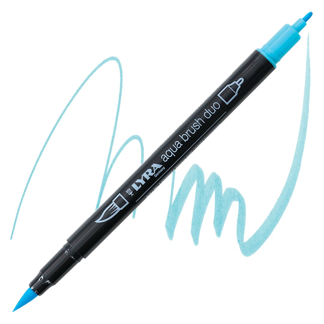 Open in modal - Lyra Aqua Brush Duo Marker - Light Turquoise 054 marker and swatch