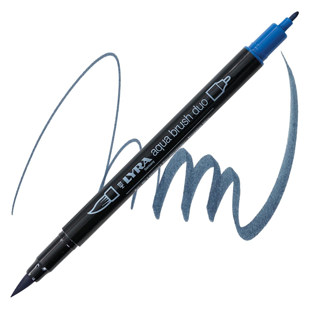 Open in modal - Lyra Aqua Brush Duo Marker - Prussian Blue 051 marker and swatch