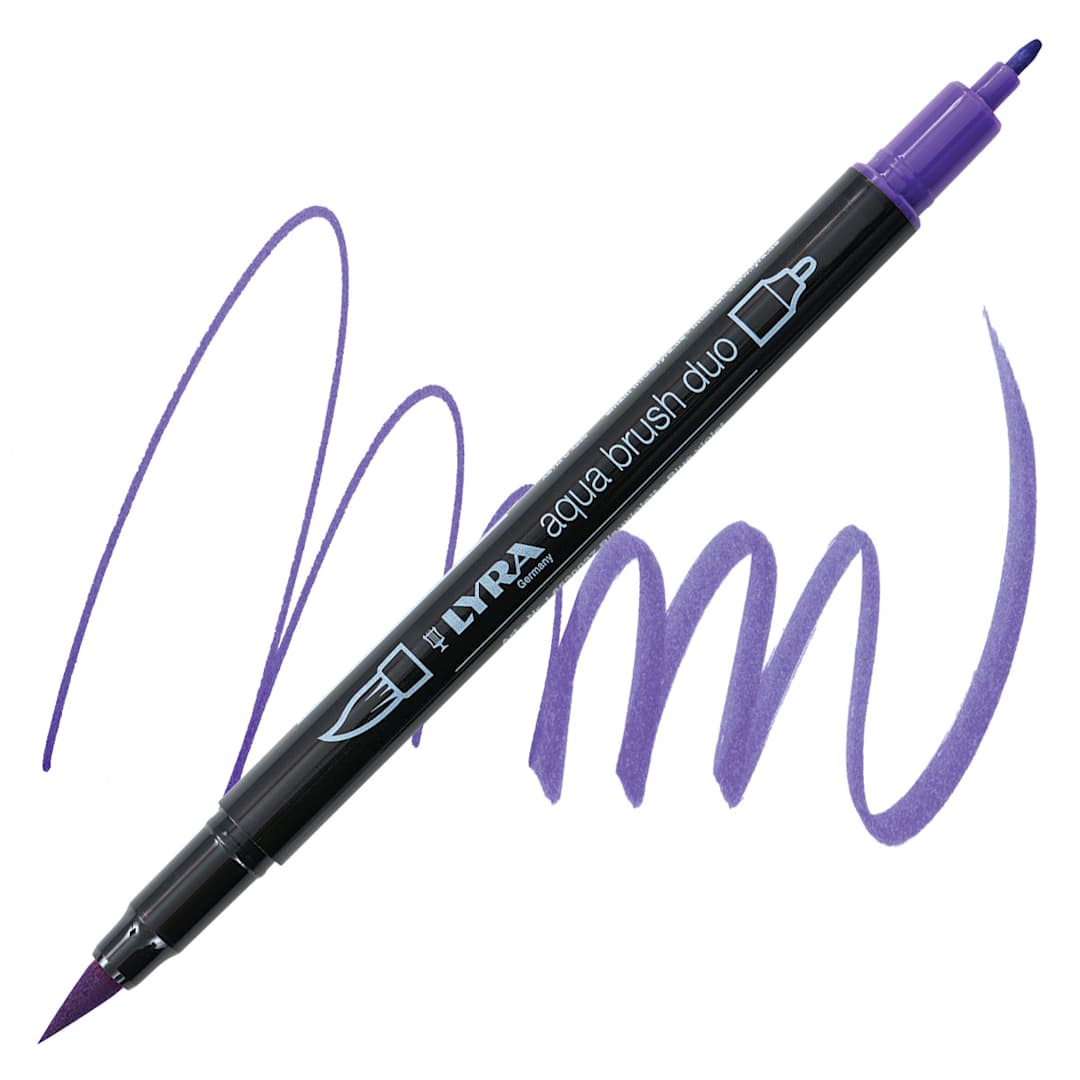 Open in modal - Lyra Aqua Brush Duo Marker - Blue Violet 037 marker and swatch