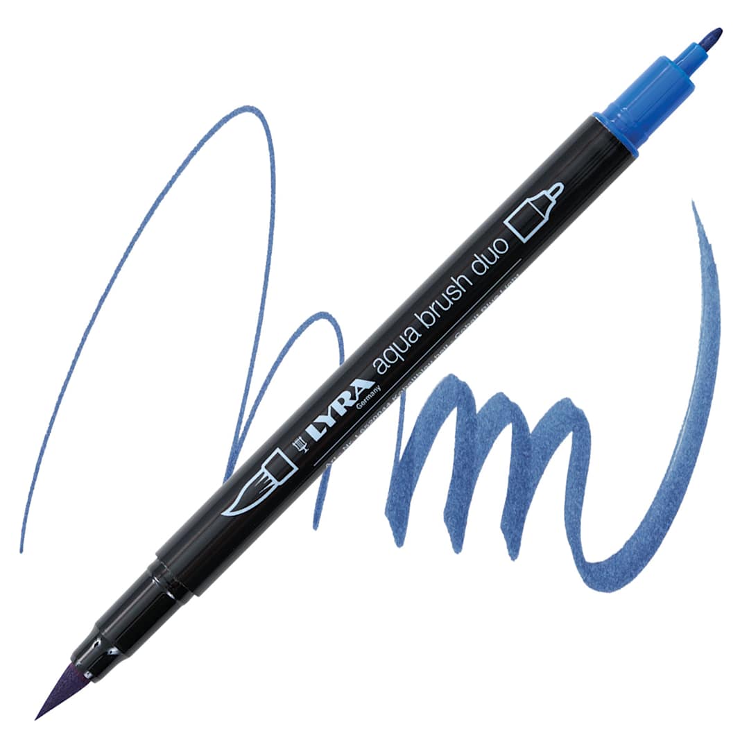 Open in modal - Lyra Aqua Brush Duo Marker - Cobalt Blue Light 044 marker and swatch