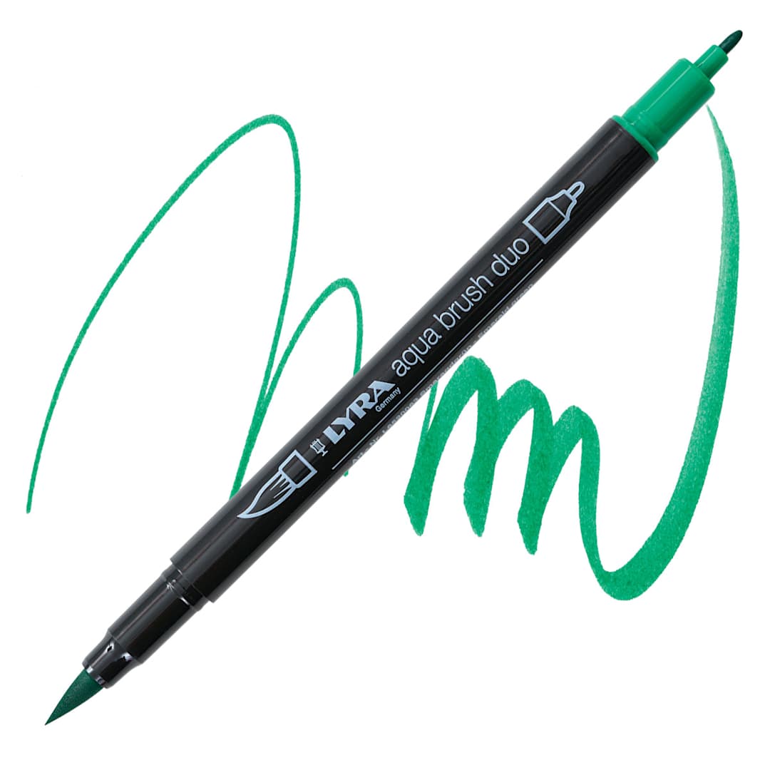 Open in modal - Lyra Aqua Brush Duo Marker - Emerald Green 063 marker and swatch