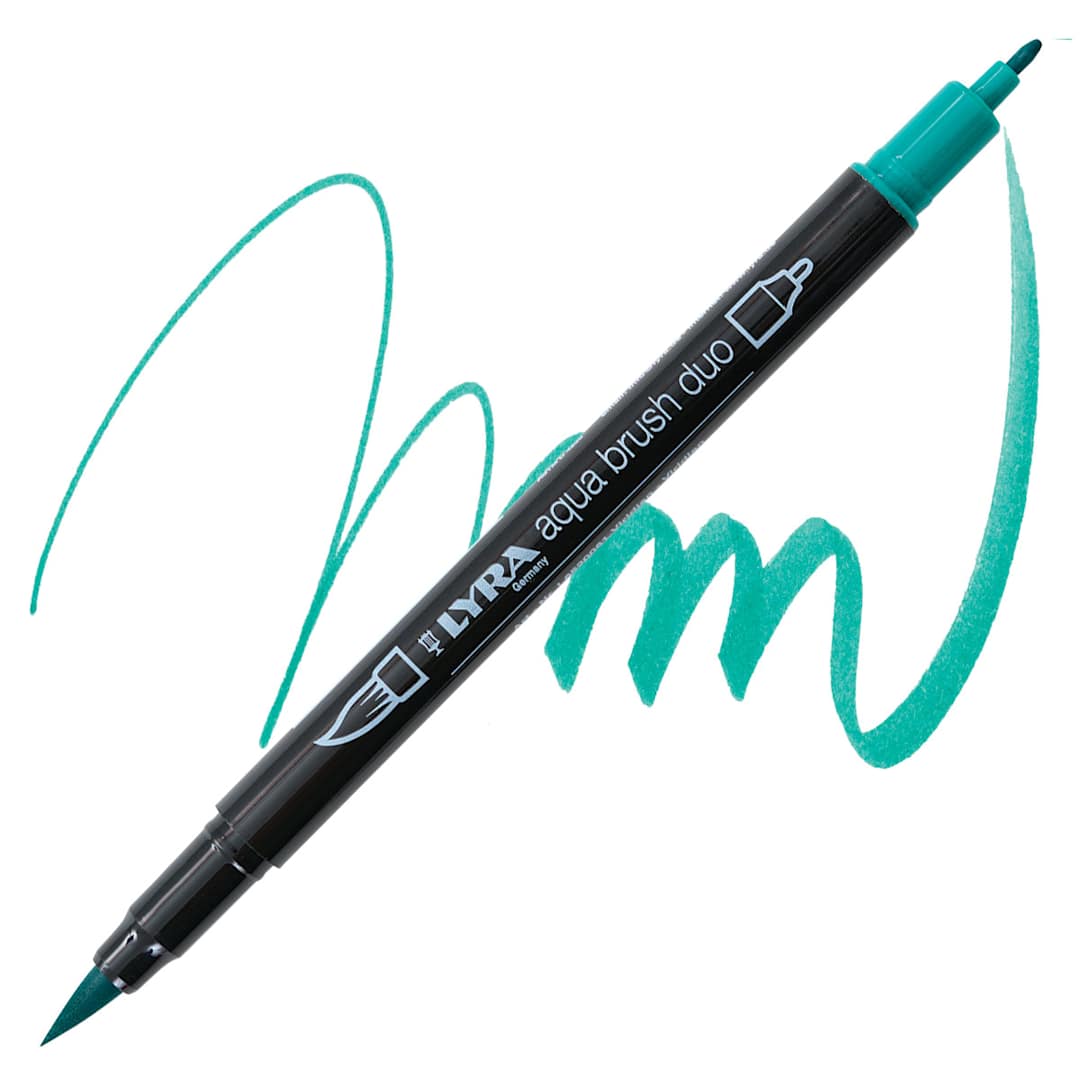 Open in modal - Lyra Aqua Brush Duo Marker - Viridian 061 marker and swatch