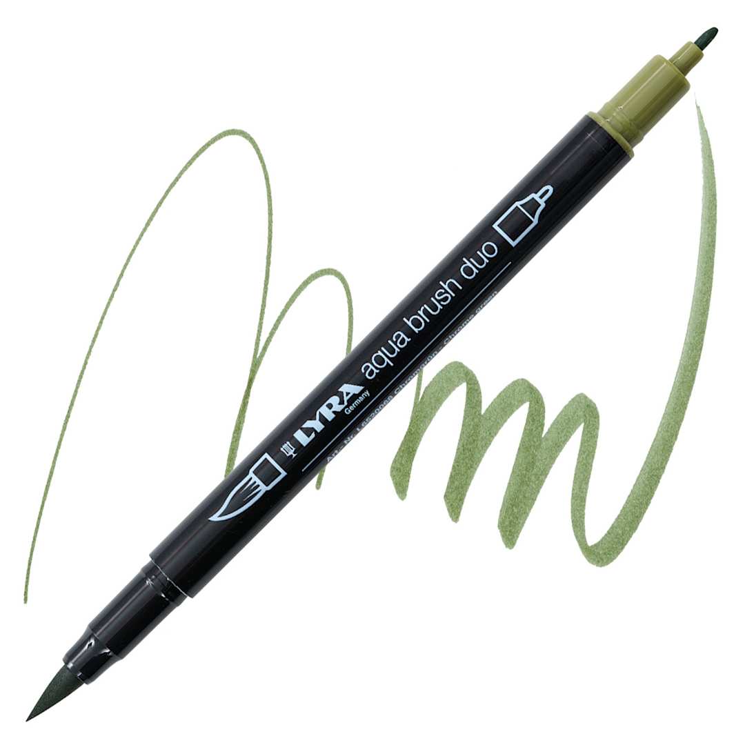 Open in modal - Lyra Aqua Brush Duo Marker - Chrome Green 068 marker and swatch
