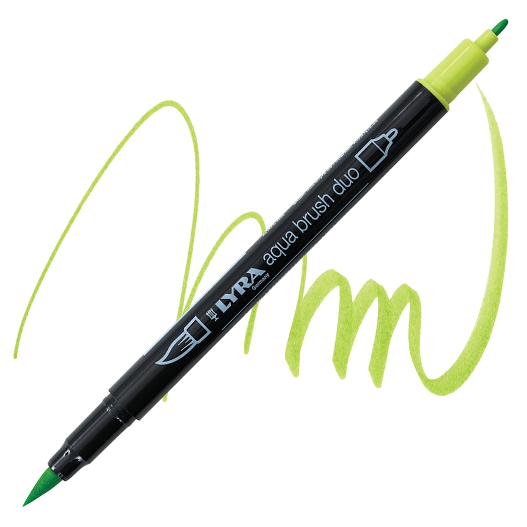 Open in modal - Lyra Aqua Brush Duo Marker - Light Green 071 marker and swatch