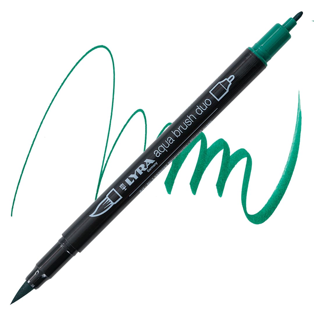 Open in modal - Lyra Aqua Brush Duo Marker - Mineral Green 058 marker and swatch