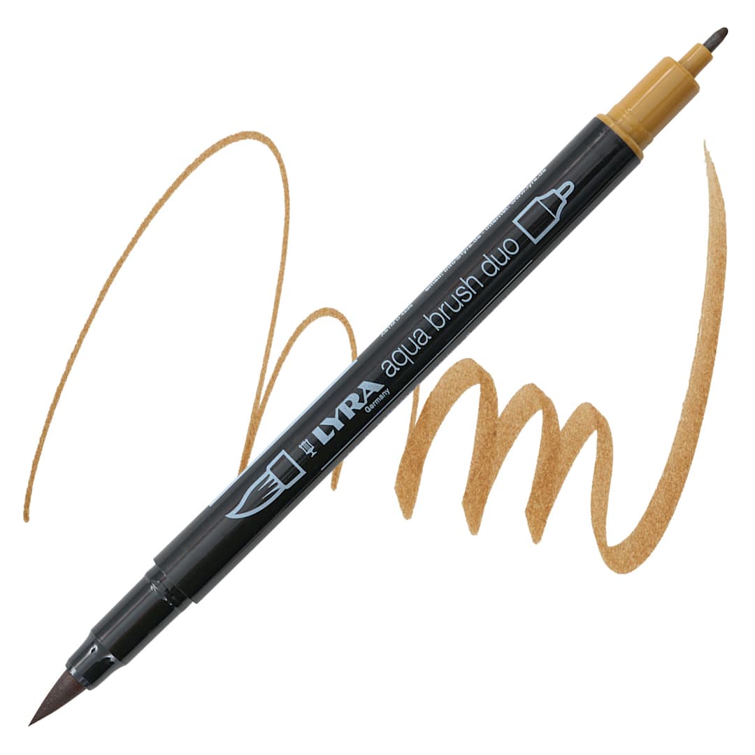 Open in modal - Lyra Aqua Brush Duo Marker - Brown Ochre 082 marker and swatch