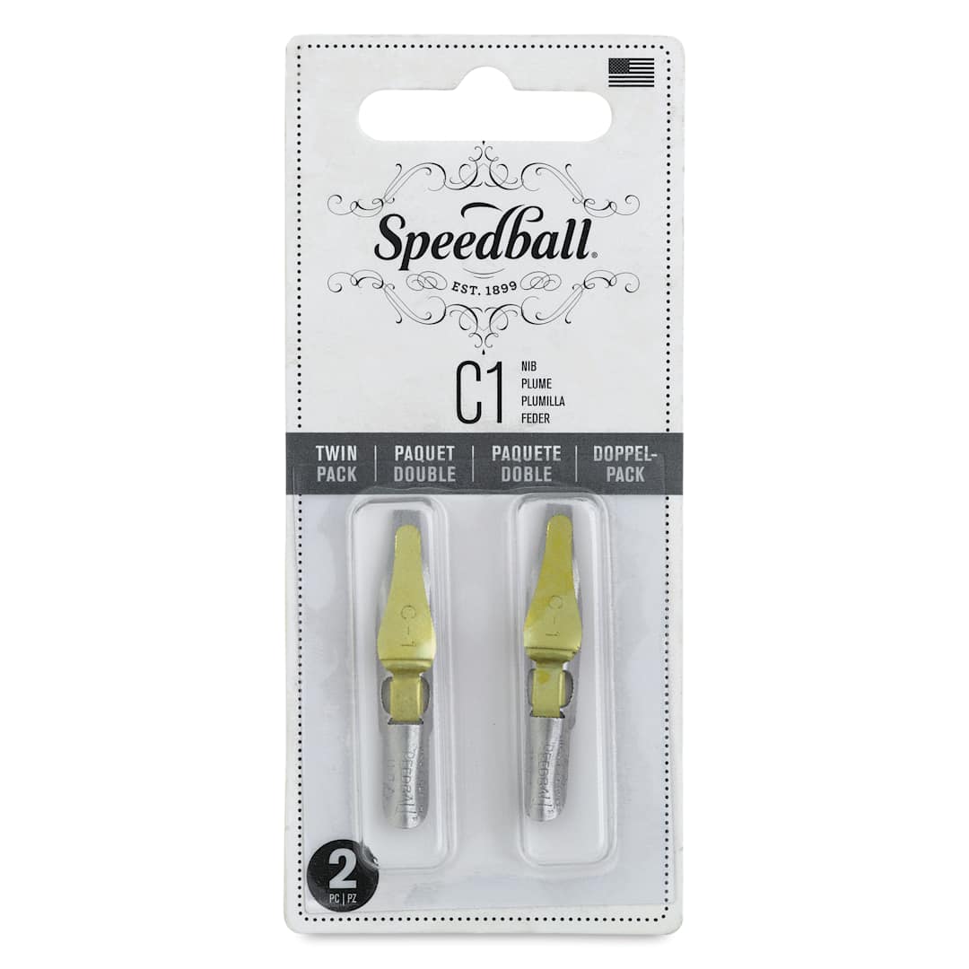 Open in modal - Speedball Broad Edge C-Series Flat Calligraphy Nibs - C1, Pkg of 2, front of the packaging