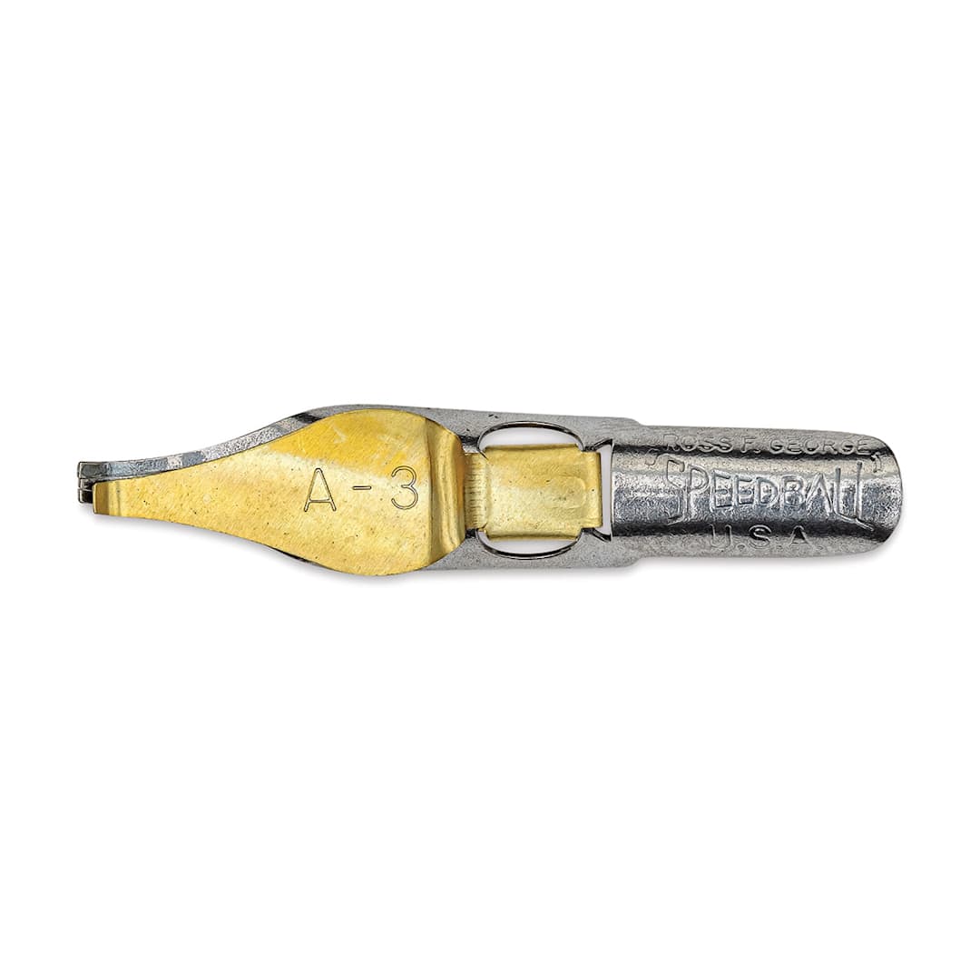 Open in modal - Speedball Broad Edge A-Series Square Calligraphy Nib - A3, view of the top of the nib