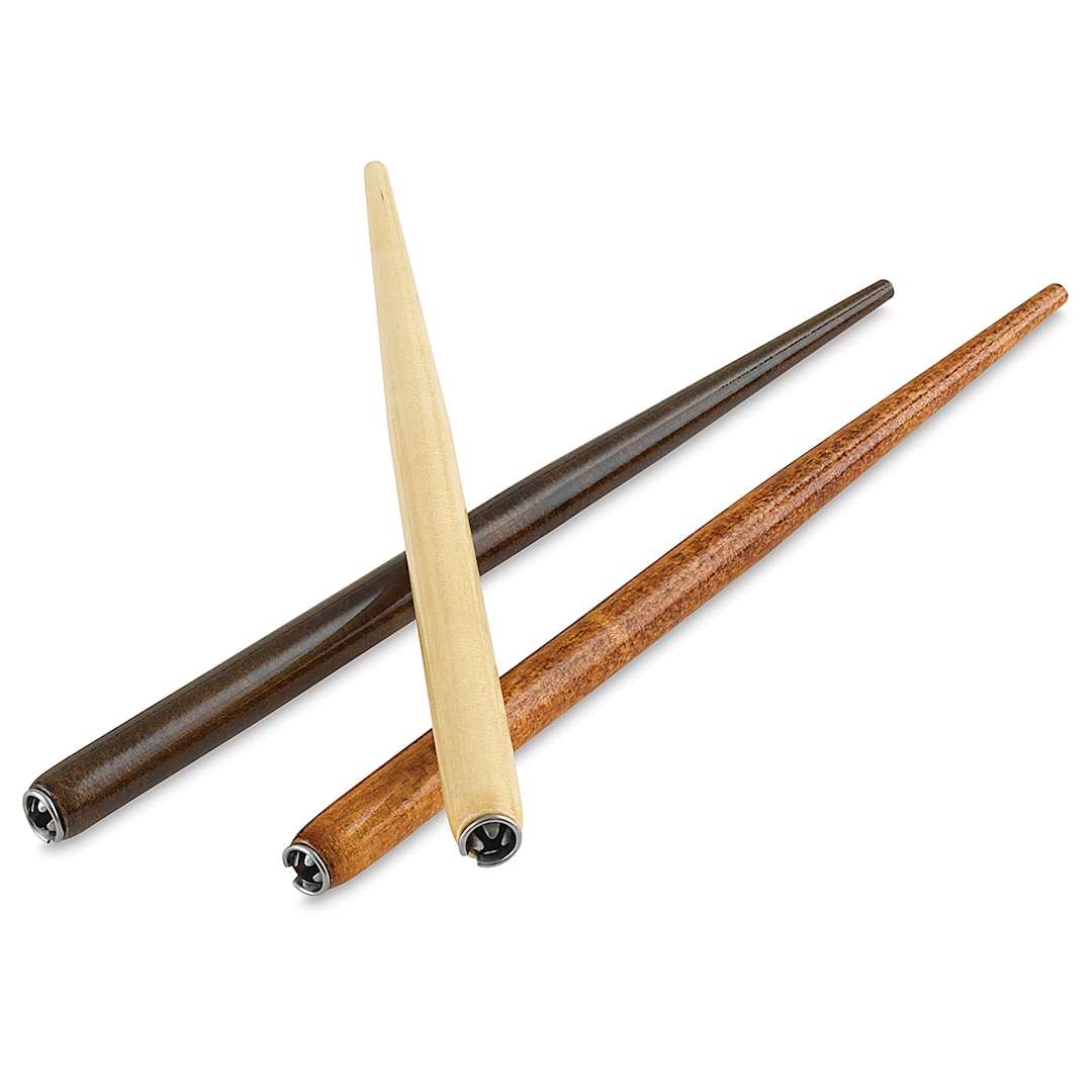 Open in modal - Brause Natural Wood Assorted Nib Holders, three laid out