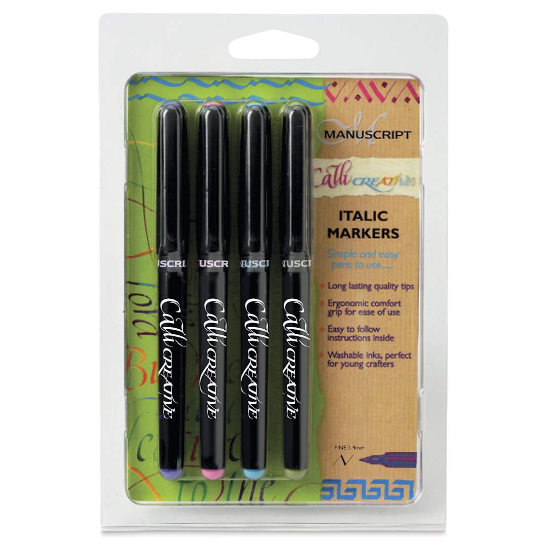 Open in modal - Manuscript CalliCreative Italic Markers - Assorted Colors, Set of 4, Fine Point, front of the packaging