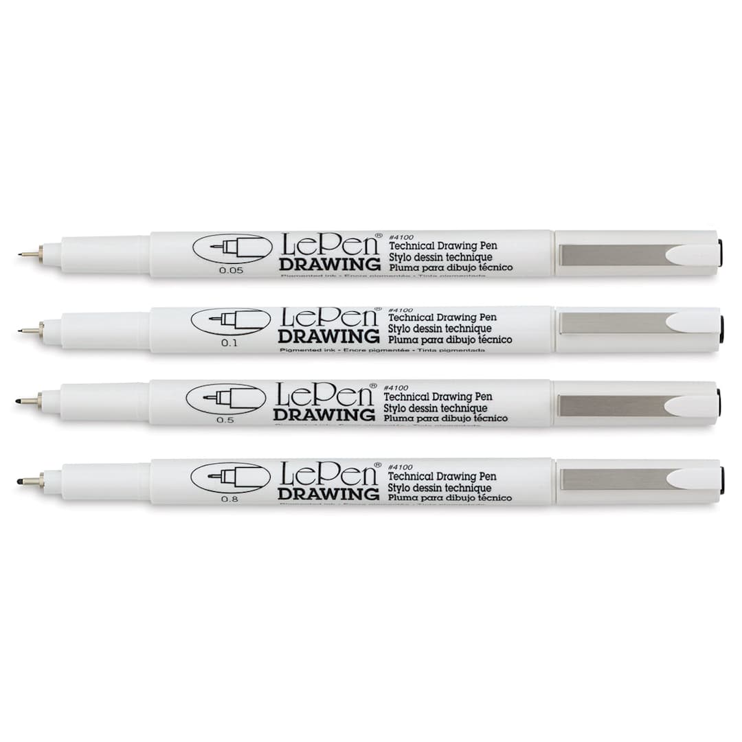 Open in modal - Marvy Uchida LePen Technical Drawing Pen - Set of 4, Black