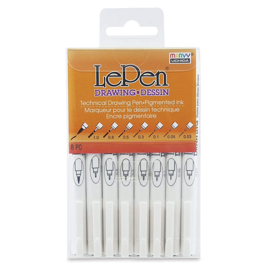 Open in modal - Marvy Uchida LePen Technical Drawing Pen - Set of 8, Black