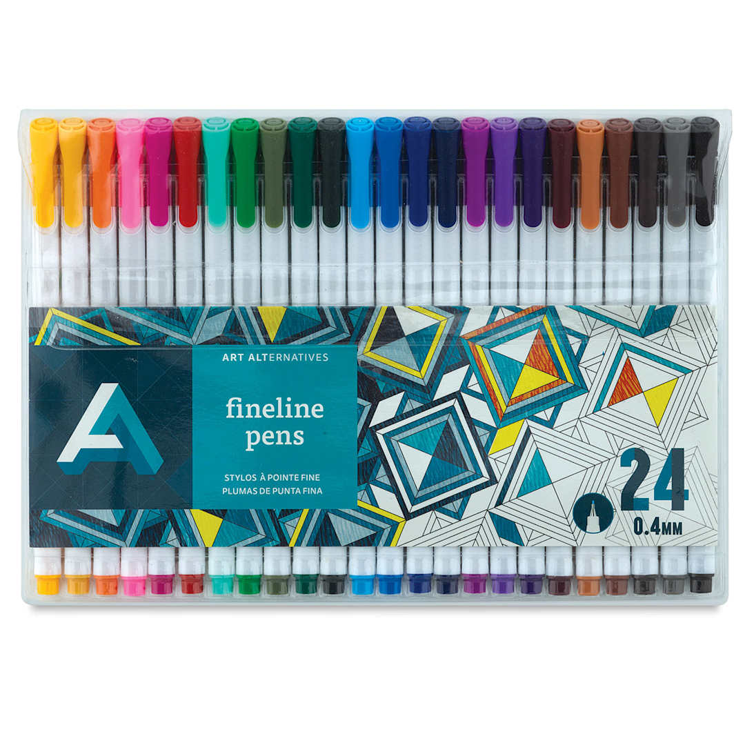 Open in modal - Art Alternatives Fineline Pen Sets - Front of package of set of 24 pens