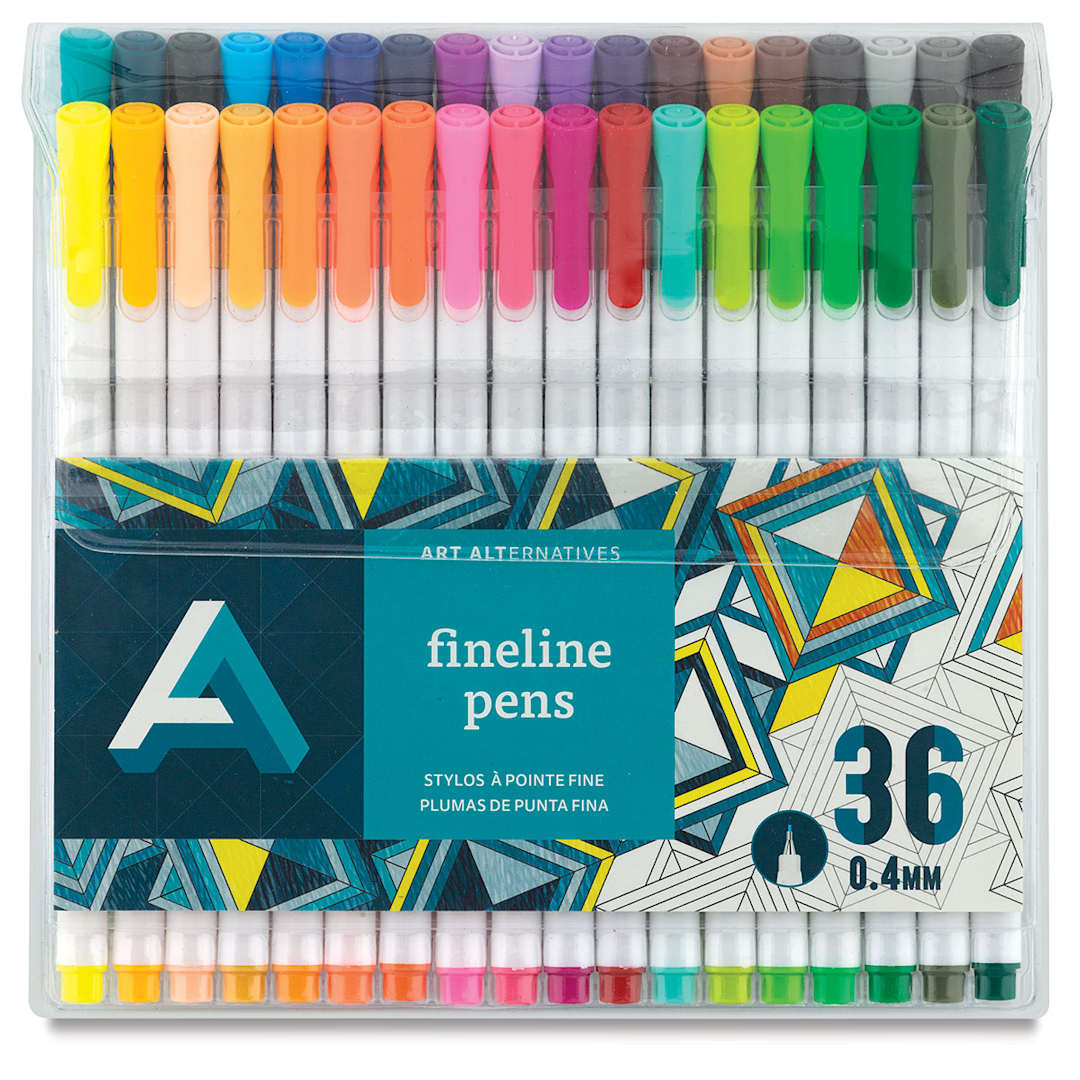 Open in modal - Art Alternatives Fineline Pen Sets - Front of package of set of 36 pens