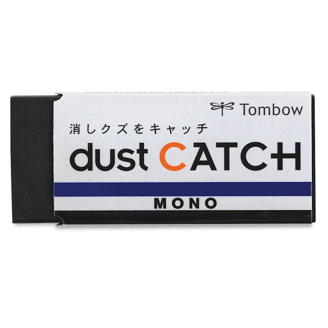 Open in modal - Tombow Mono Dust Catch Eraser - Front view of Dust Catch with label
