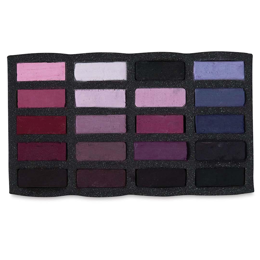 Open in modal - Art Spectrum Extra Soft Square Pastel - Violets Set of 20 shown in tray